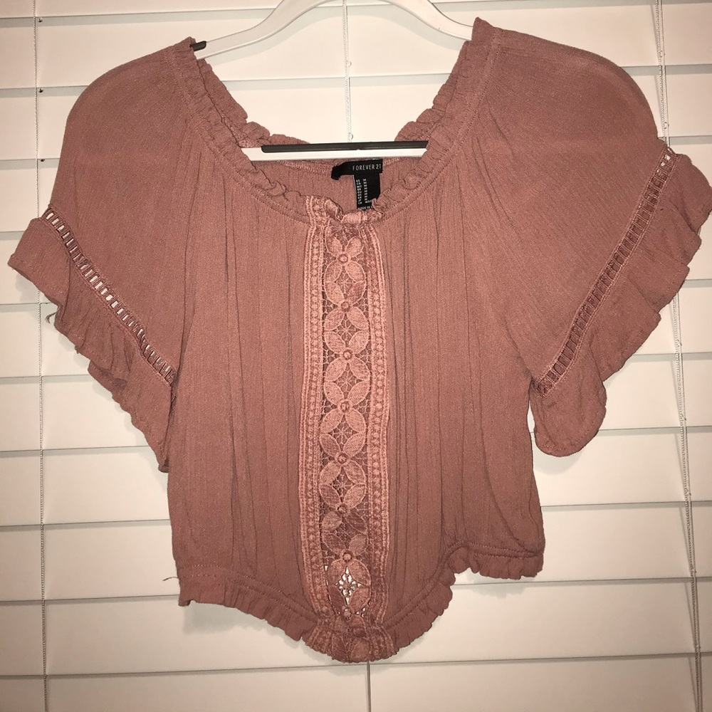 Pink off the shoulder crop top